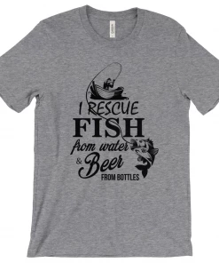 Thefishingshop I Rescue Fish From Water And Beer From Bottles Men's T-Shirt Casual Wear