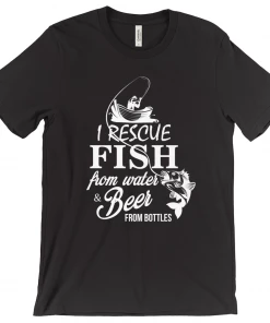 Thefishingshop I Rescue Fish From Water And Beer From Bottles Men's T-Shirt Casual Wear