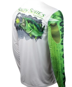 Salty Scales Largemouth Bass Long Sleeve Scale Sun-Shield Performance Gear