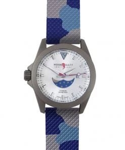 Hook & Gaff Sportfisher II Silver Moonphase - Ocean Camouflage Strap Watches