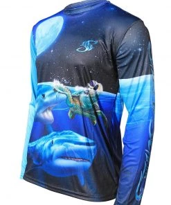 Salty Scales Mens Shark Performance Long Sleeve Youth