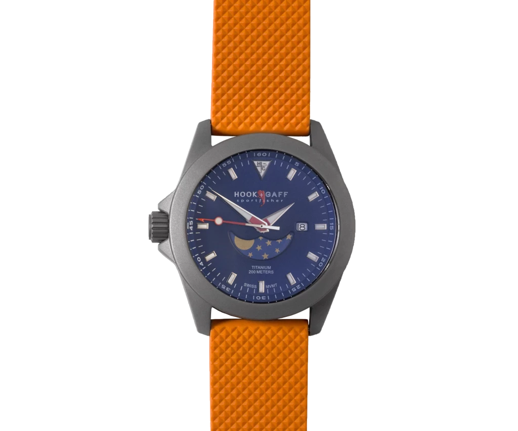 Hook & Gaff Sportfisher II Blue Moonphase - Orange Dive Strap Watches
